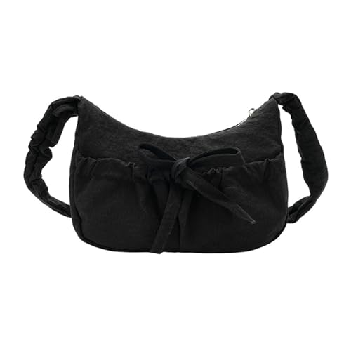 YPREWY Elegante Schultertasche aus Nylon, mit Schmetterlingsschleifen, leicht, für Damen, multifunktionale Umhängetasche, Schwarz , One Size von YPREWY