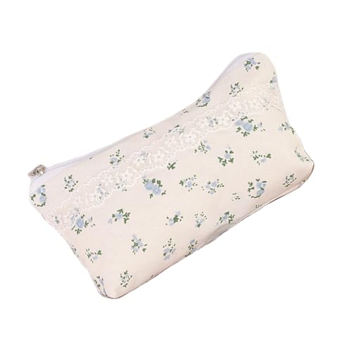 YPREWY Federmäppchen aus Segeltuch mit Blumenmuster, große Kapazität, Stift für Schulbedarf, tragbare Hülle, Studenten, Aufbewahrungsbox, große Kapazität, Stiftschule, Blumenblau von YPREWY