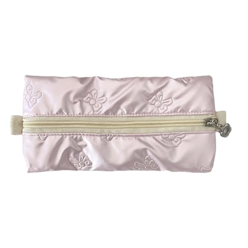 YPREWY Federmäppchen mit Schleifen-Motiv, hohe Kapazität, Metallic-Farbe, PU-Tasche, Organizer, Reise-Kosmetik, Herzmuster, Bleistiftbeutel, e, Little Butterfly von YPREWY