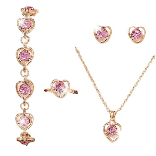 YPREWY Herz-Tropfen-Ohrringe, Kristallkette, eleganter Herz-Anhänger, Halskette, Schmuck, Legierung, Textur, geeignet für Damen, Kristall-Schmuck-Set von YPREWY
