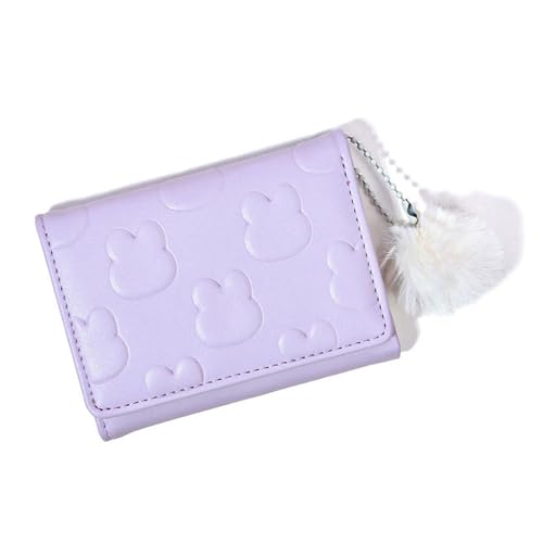 YPREWY Kompakte Geldbörse für Damen, PU-Kreditkartenhalter, großes Fassungsvermögen, Clutches, Geldbörse, dreifach gefaltete Geldbörsen, Damen-Geldtasche, violett, Mass Beauty von YPREWY