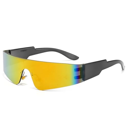 YPREWY Moderne, sportliche Sonnenbrille, stylisch, Punk, leicht, Futuristen-Schattierungen, Live-Show-Party, Foto-Requisiten, Grauer Rahmen, rote Folie von YPREWY