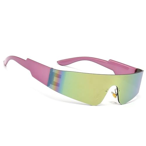 YPREWY Moderne, sportliche Sonnenbrille, stylisch, Punk, leicht, Futuristen-Schattierungen, Live-Show-Party, Foto-Requisiten, Rosa Film Fra von YPREWY