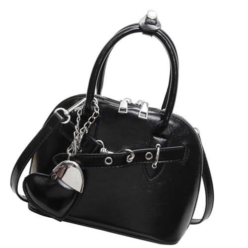 YPREWY Moderne Damen-Umhängetasche, PU-Umhängetasche, modische Crossbody-Taschen mit stilvollen Herz-Anhänger-Details, für verschiedene Anlässe, niedliche Umhängetasche für Frauen, Schwarz , One Size von YPREWY