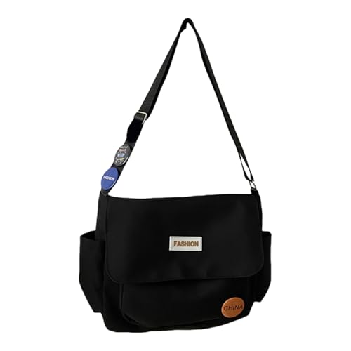 YPREWY Modische Nylon-Umhängetasche, ergonomisch, ideal für wichtige Dinge und Dokumente, verstellbarer Riemen, Arbeitstasche, Schwarz , One Size von YPREWY