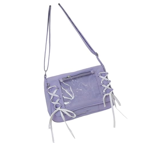 YPREWY Modische durchscheinende Umhängetasche mit schwarzem Band, geräumige Innentaschen, Unisex-Design, stilvoll, transparent, Itabag mit Organizer-Taschen, violett, One Size YPREWY Modische durchscheinende Umhängetasche mit schwarzem Band, geräumige Innentaschen, Unisex-Design, stilvoll, transparent, Itabag mit Organizer-Taschen, violett, One Size von YPREWY
