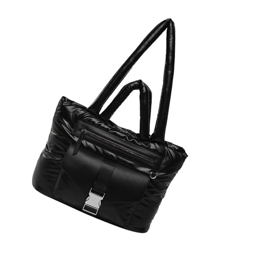 YPREWY Modische und praktische Top-Grifftaschen Damen Schultertasche mit geräumiger Innenhandtasche für den täglichen Bedarf Trendige gesteppte Handtasche, Schwarz , One Size von YPREWY