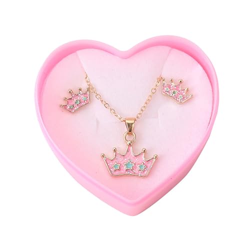 YPREWY Modisches Kronen-inspiriertes Ohrring- und Halsketten-Set, stilvoller Party-Schmuck, Legierung, Zubehör für den täglichen Gebrauch, Verlobungsschmuck-Set, Einheitsgröße, Wie beschrieben, Wie von YPREWY