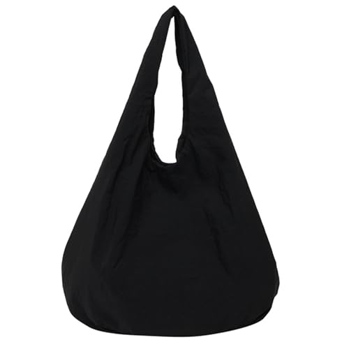 YPREWY Nylontasche mit großer Kapazität für Damen, leichte und praktische Schultertasche, lässige Handtasche zum Einkaufen oder Reisen, stilvolles Nylon, Schwarz , One Size von YPREWY