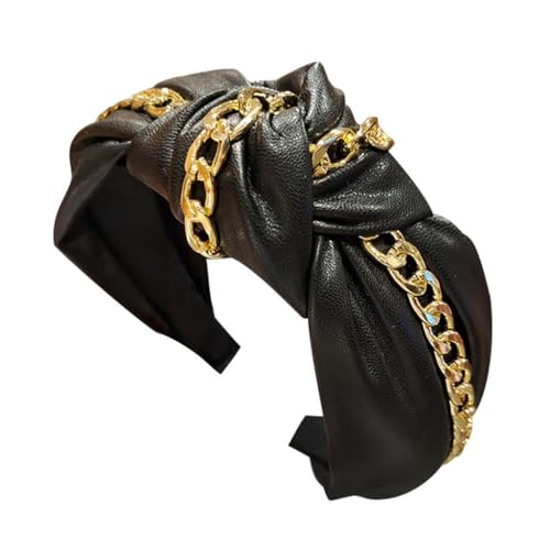 YPREWY PU-Leder-Stirnband, breit, für Damen, geknotet, bequem, elegant, Haarreifen für den täglichen Gebrauch von YPREWY