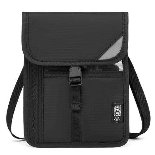 YPREWY Reisebrieftasche mit RFID-blockierender Reisepasshülle für einfaches Reisen, einfaches Design, für Herren und Damen, Reisepass und Dokumente, Schwarz , One Size von YPREWY