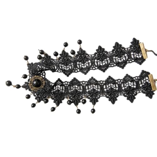 YPREWY Schwarze Spitzen-Stirnbänder mit Perlen für Hochzeiten, Brautschmuck, luxuriöser Damen-Kopfschmuck für modische Frauen von YPREWY