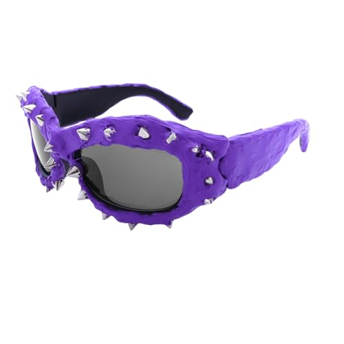 YPREWY Sportliche Hip-Hop-Sonnenbrille, stilvoll, einzigartig, leicht, Futuristen-Schattierungen, Live-Show-Party, Foto-Requisiten, violett von YPREWY