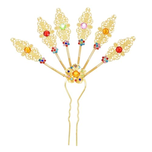 YPREWY Thailändische kulturelle Pfauenblatt-Designs, Haarspange, Ornament, Legierung mit funkelnden Strasssteinen für Damen von YPREWY