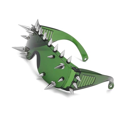 YPREWY Trendige Damen-Sonnenbrille, einzigartiger Steampunk-Stil, Brille, langlebig, für den täglichen Gebrauch und Freizeit, 25 Nieten, dunkles G von YPREWY