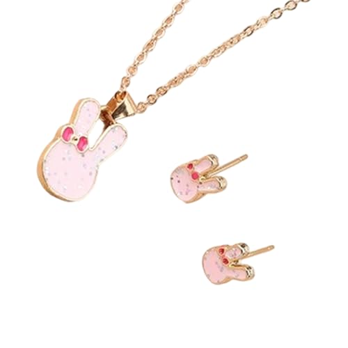 YPREWY Trendiges Hasen-Halsketten- und Ohrring-Set für Damen und Kinder, geeignet für verschiedene Anlässe, legere Kleidung, Legierungsschmuck-Set von YPREWY