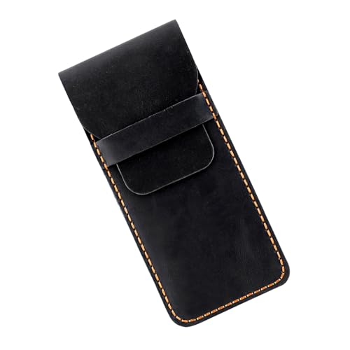 YPREWY Vintage Leder Stifteetui Großes Fach Taschen Tragbare Reise Füllfederhalter Organizer Hülle für Männer Frauen Antik Etui, Schwarz von YPREWY