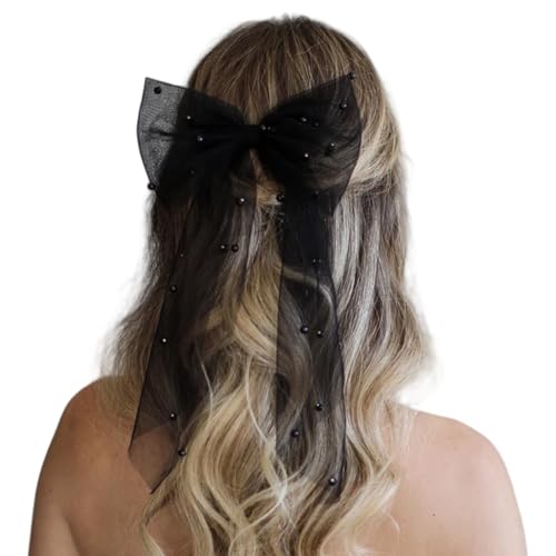 Zarte Schleier-Haarspange, Kopfschmuck, Schleife, Perlen, Haarnadel, Junggesellinnenabschied, Brautschmuck, Kopfschmuck von YPREWY