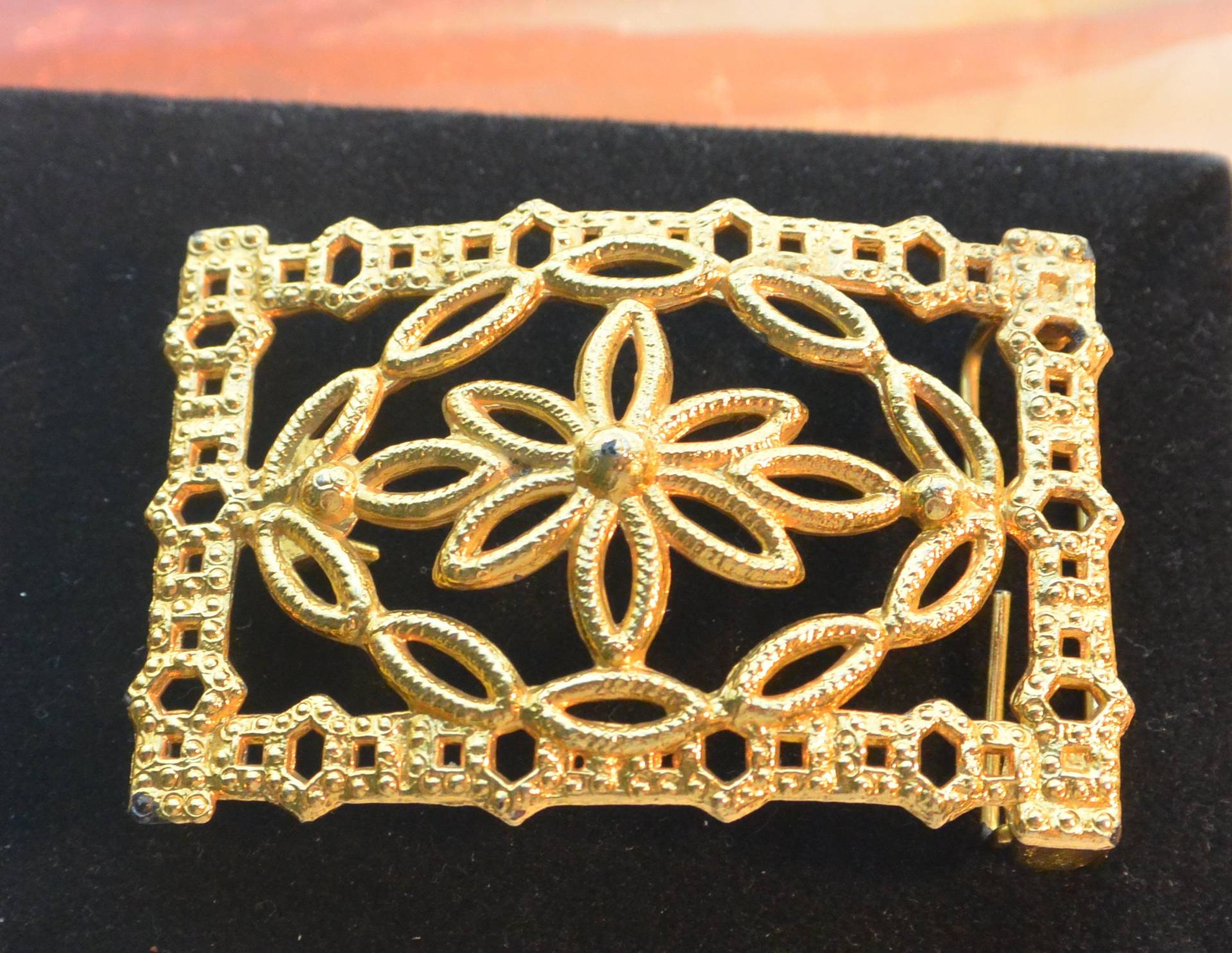 Gürtelschnalle, Jugendstil - Goldton, Durchbrochen, Vintage, Sale von YPSA