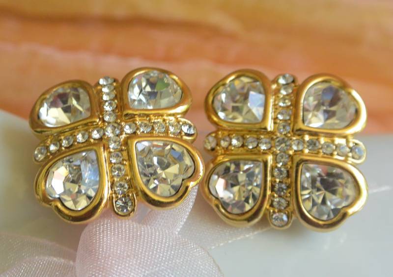 Monet Ohrclips Glam Crystal Couture, Vintage Monet Ohrclips Glam Crystal Couture, Vintage von YPSA