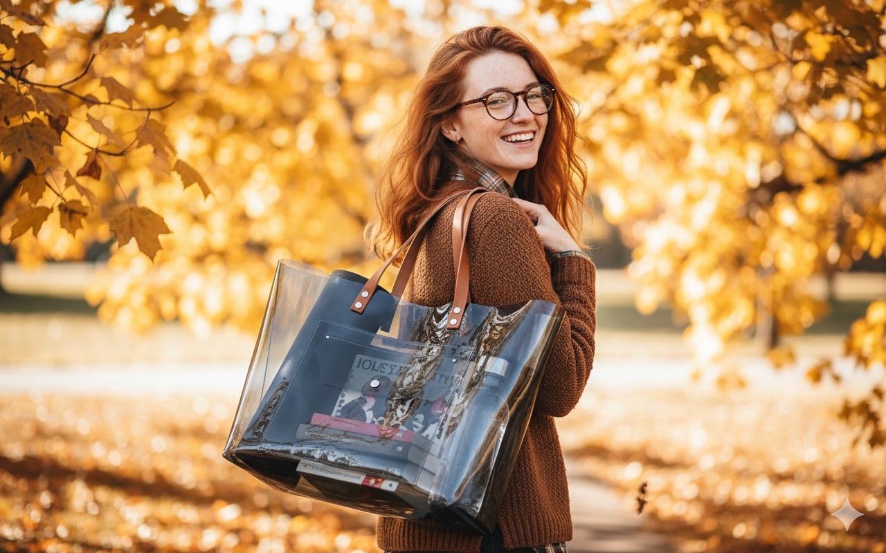 Duza, Przezroczysta, Czarna Torba Na Zakupy Mit Pvc Skórzane Paski, Elegancka Miejska von YPSILONBAGS