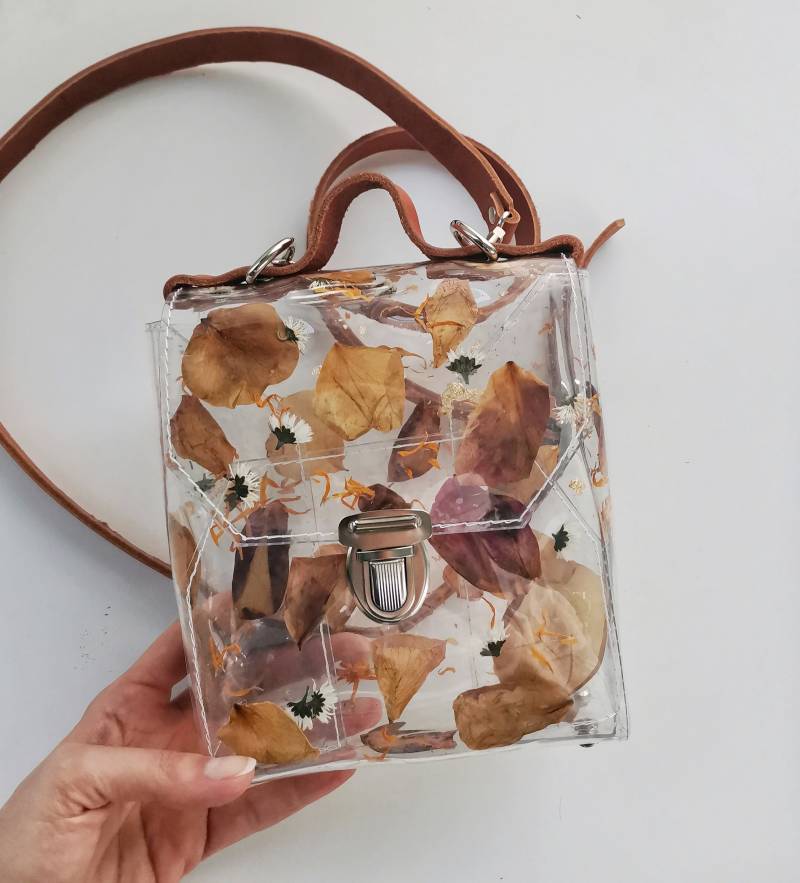 Getrocknete Blumen Handtasche Boho Klare Pvc Messenger Tasche von YPSILONBAGS