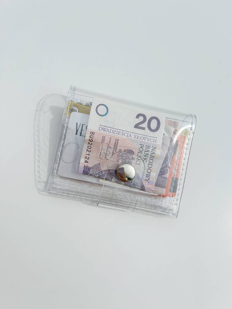 Klare Vinyl Geldbörse Transparent Minimalist Münztasche Kartenfächer Reisebegleiter Handgemacht Vegan Tasche Kompakter Organizer von YPSILONBAGS