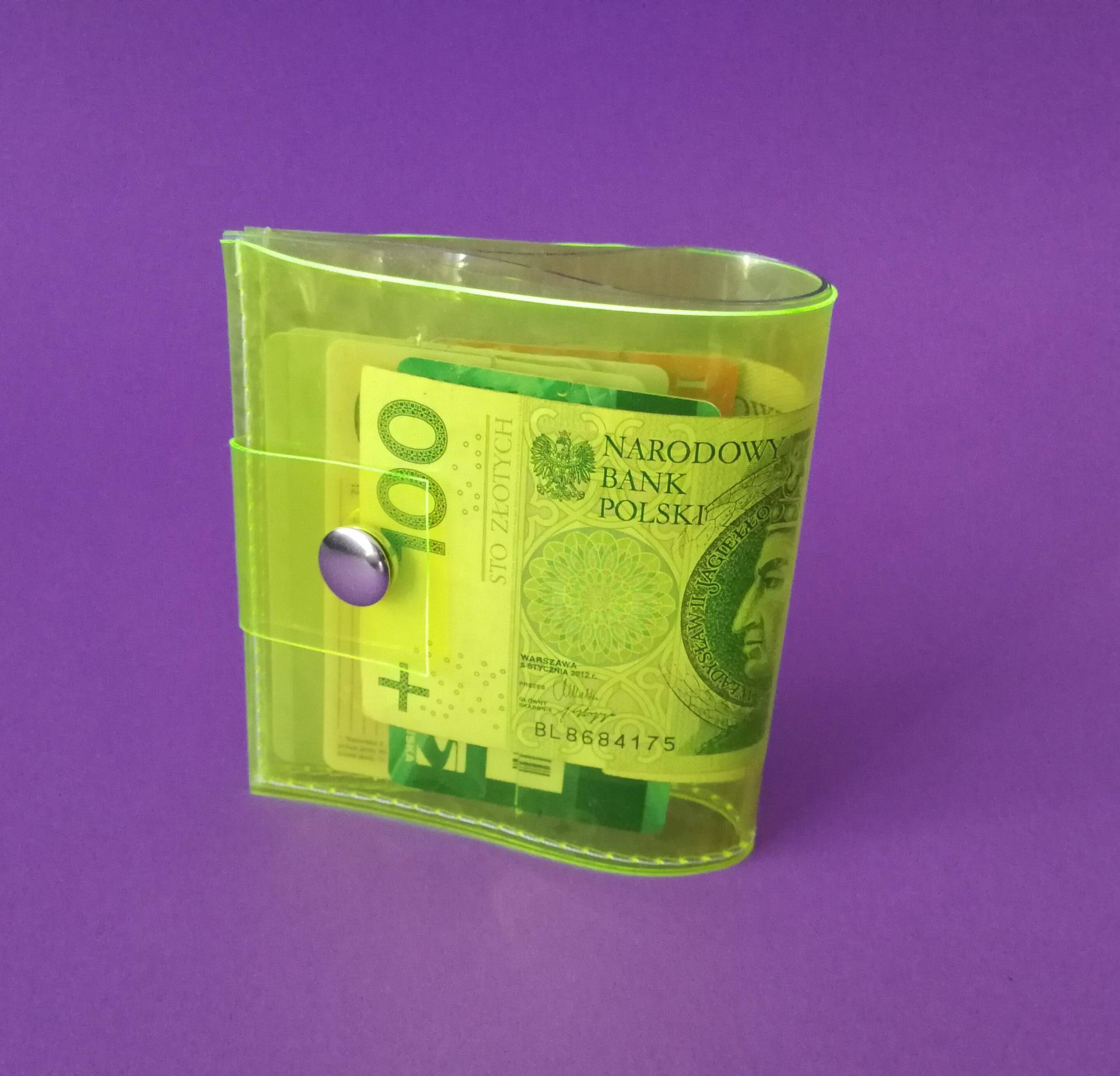 Neon Vinyl Brieftasche Transparent Vegan Uv Leuchtende Kasse Kartenhalter Techno Rave Festival Punk 90Er Jahre Stil Geschenk von YPSILONBAGS