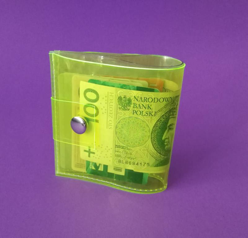 Neon Vinyl Brieftasche Transparent Vegan Uv Leuchtende Kasse Kartenhalter Techno Rave Festival Punk 90Er Jahre Stil Geschenk von YPSILONBAGS