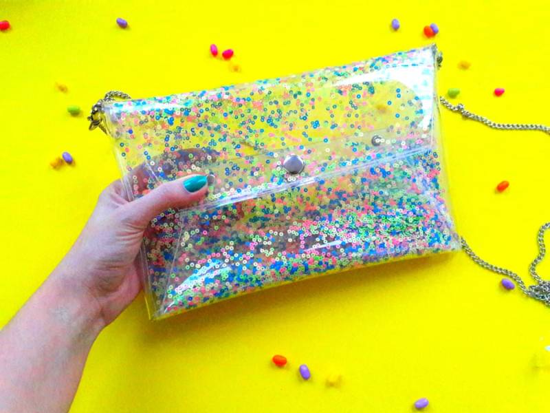 Pastell Confetti Handtasche Handgemacht Transparent Tasche Y2K 90S Unicorn von YPSILONBAGS
