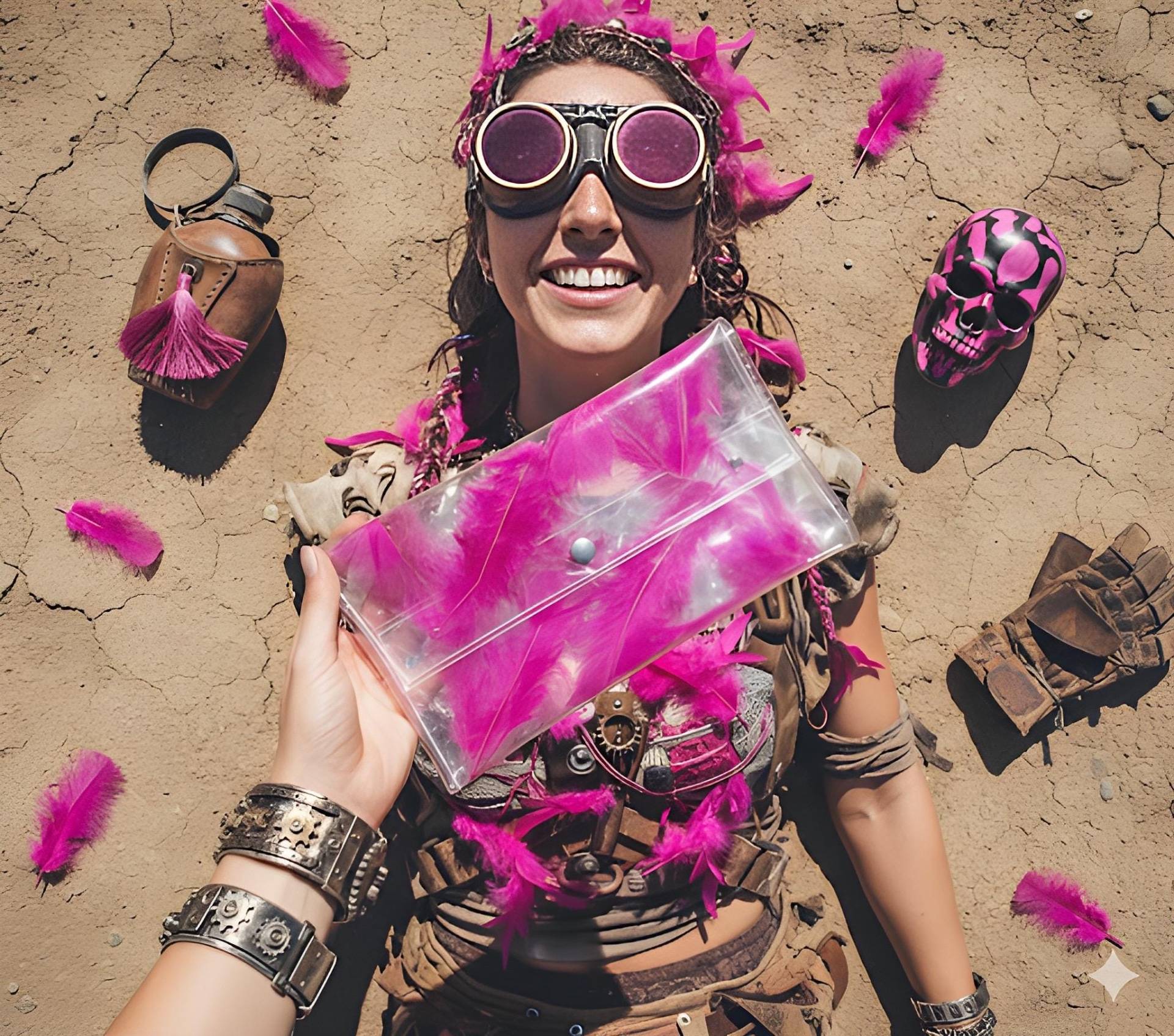 Pinke Feder Clutch Neon Transparent Umschlag Crossbody Bag von YPSILONBAGS