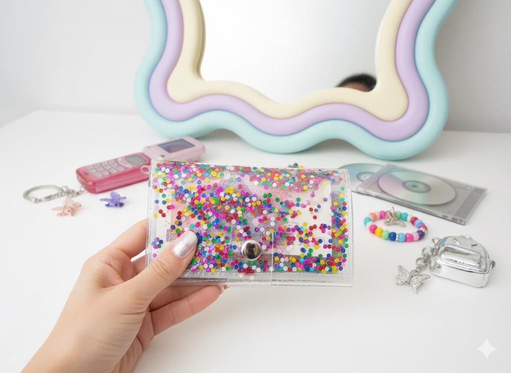 Portfell Glitter Pride Rainbow Reißverschluss-Täschchen Für Geld, Rave Festival, Reise Geldhalter, Vegan Cute Purse von YPSILONBAGS