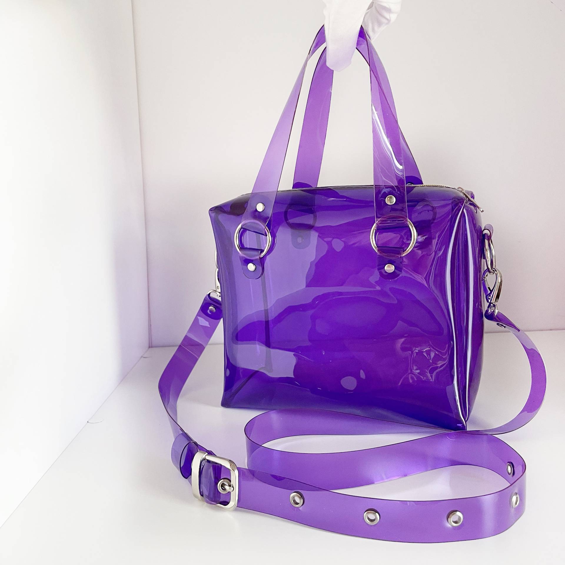 Rechteckige Umhängetasche Mit Regenbogen-Reißverschluss Vegan City Style Handtasche von YPSILONBAGS