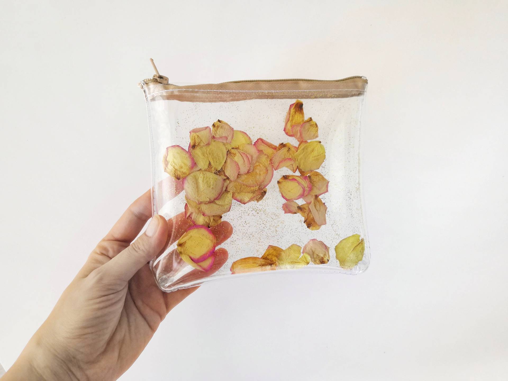 Rosenblätter Gold Glitzer Make-Up Beutel Reiseveranstalter Kosmetiktasche Bad Schönheit Boho Haut Routine Geschenk von YPSILONBAGS