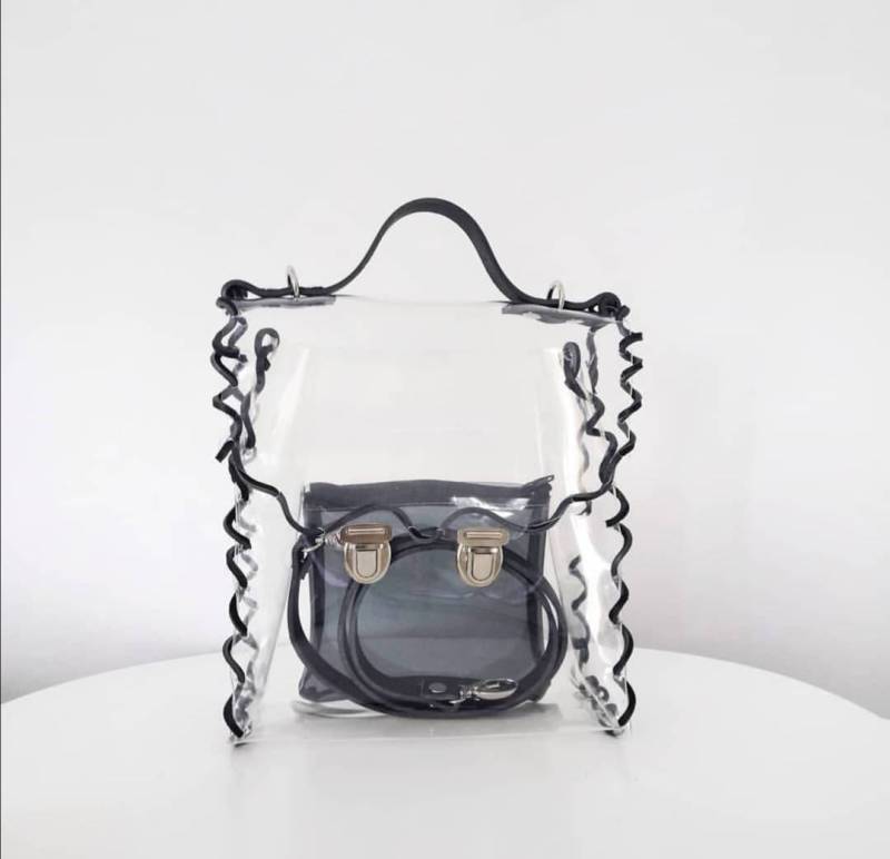 Transparente Tasche Vegane Pvc Umhängetasche Mit Schwarzer Reißverschluss-Tasche von YPSILONBAGS