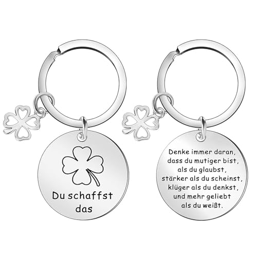 YPYMOD Gravierter Schlüsselanhänger, Personalisierter Schlüsselanhänger, Rund mit Vierblättrigem Kleeblatt, Aufmunterungsgeschenk für Den Besten Freund, Maskottchen, Abschiedsgeschenk(L6cm*B3,1cm) von YPYMOD