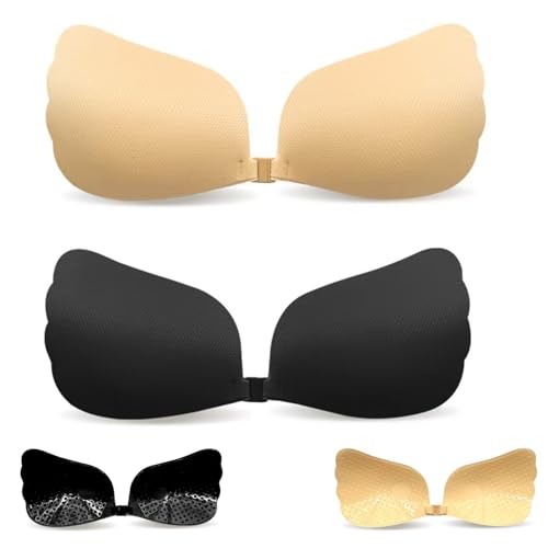 YQBFTC 2 Stück Klebe BH Push Up,Trägerloser Bra,Unsichtbar Rückenfreier Nipple Cover,Wiederverwendbare Nippelpads Ohne Träger,Haut Freundlich Sticky Strapless Bra für Brautkleid Rückenfreies Kleid von YQBFTC