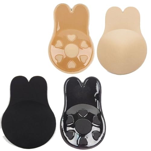 YQBFTC 2 Stück Klebe BH Push Up,Wiederverwendbarer Sticky Bra Große Brust,Unsichtbarer Trägerloser-BH,Nippelpads,Selbstklebender BHS für Brautkleid Damen Rückenfreie Kleider von YQBFTC