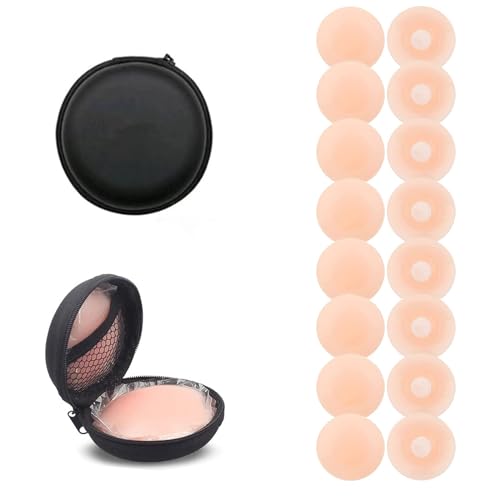 YQBFTC 8 Paar Nippelpads,Selbstklebende Nippel Cover für Damen, Nipple Pads Wiederverwendbare&Waschbare Silikon Nippelabdeckungen,Brustwarzen Abdeckungen,Wasserdicht Brust Aufkleber unter BH Bikini von YQBFTC