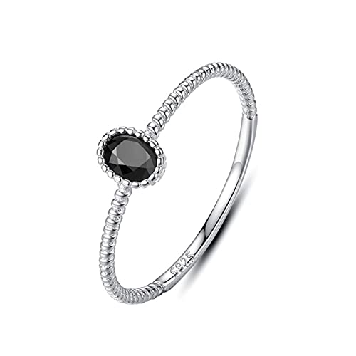 925 Sterling Silber schillernde CZ Ringe Größe 5 6 7 8 Wunderbar für Frauen Mädchen Teen Lady Geschenk-8, Schwarz von YQHWLKJ