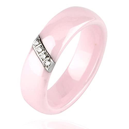 YQHWLKJ Frauen Keramikringe Klassische Ringe Glatt Indien Stein Kristall Schmuck Ring-7,Rosa 6mm von YQHWLKJ