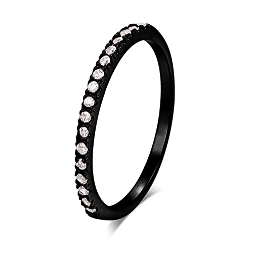 YQHWLKJ Micro Pave Zirkonia Ringe Mode Kristall Ring Schmuck Für Damen-6.5,schwarz von YQHWLKJ