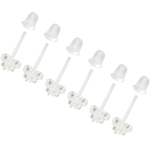 Kunststoff 6 stk Clear Schmetterling Piercing Retainers 6 stk Klein Ohrring Verschluss Ohrpiercings Stecker Hypoallergene Ohrringe Stud Set Ohrstecker Bars Kit Earrings Schmuck für Damen Herren von YQNONEZ