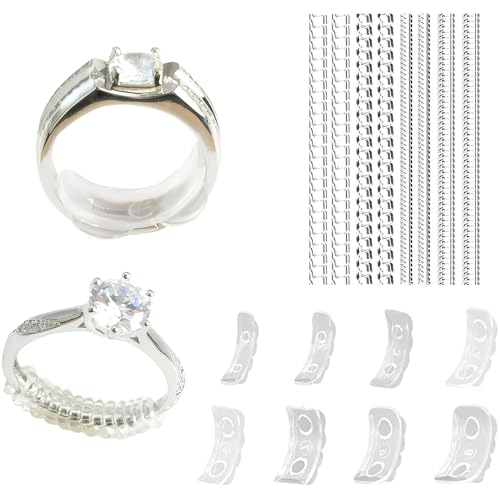 Kunststoff Klar 16 stück Ring Size Adjuster Ringverkleinerer Ringgrößenversteller Ringe Verkleinerung Unsichtbar Kit Enger Kleiner Machen Ringstopper Verkleinerer für Alle Lose Ringe Männer Frauen Kunststoff Klar 16 stück Ring Size Adjuster Ringverkleinerer Ringgrößenversteller Ringe Verkleinerung Unsichtbar Kit Enger Kleiner Machen Ringstopper Verkleinerer für Alle Lose Ringe Männer Frauen von YQNONEZ