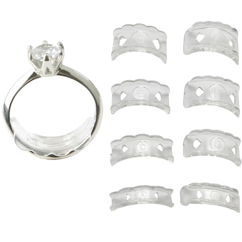 Kunststoff Klar 8 stück Ring Sizer Adjuster Ringverkleinerer Ringgrößenversteller Verkleinerung Unsichtbar Kit Kleiner Enger Machen Rings Ringstopper Verkleinerer für Alle Lose Ringe Frauen Männer Kunststoff Klar 8 stück Ring Sizer Adjuster Ringverkleinerer Ringgrößenversteller Verkleinerung Unsichtbar Kit Kleiner Enger Machen Rings Ringstopper Verkleinerer für Alle Lose Ringe Frauen Männer von YQNONEZ
