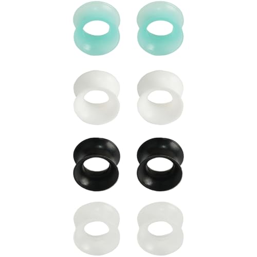 Silikon Cyanfarben/Transparent/Weiß/Schwarz 4 Paar Dünn Ohr Tunnel Double Flared Hypoallergen Gauges Expanders Piercing Schmuck Ohrpiercing Set Tuneles De Oreja Para Hombre Männer Frauen 50 mm von YQNONEZ