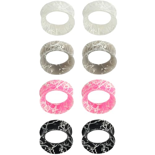 Silikon Durchsichtig/Grau/Schwarz und Rosa 4 Paar Flexible Ohr Tunnel Double Flared Hypoallergen Dünn Gauges Kit Body Piercing Schmuck Set Ohrpiercing Tuneles De Oreja Para Hombre Männer Frauen von YQNONEZ