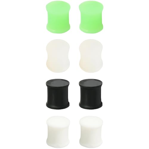 Silikon Grün/Transparent/Weiß/Schwarz 4 Paar Flexible Ohr Solide Plugs Hypoallergen Gauges Expander Plug Set Ohrpiercing Kit Ohrringe Piercing Schmuck Tuneles De Oreja Para Hombre Männer Frauen von YQNONEZ