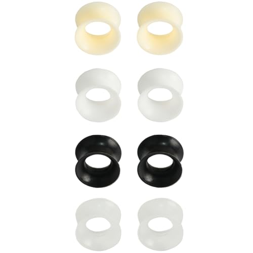 Silikon Hautfarben/Transparent/Weiß/Schwarz 4 Paar Dünn Ohr Tunnel Double Flared Hypoallergen Gauges Expanders Piercing Schmuck Ohrpiercing Set Tuneles De Oreja Para Hombre Männer Frauen 50 mm von YQNONEZ