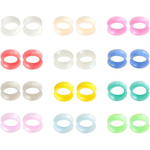 Silikon Perlglanz Mehrfarbig 12 Paar Flexible Double Flared Ohr Tunnels Hypoallergen Gauges Weich Piercing Schmuck Set Dünn Tunnel Soft Ohrpiercing Kit Tuneles De Oreja Para Hombre Männer Frauen von YQNONEZ